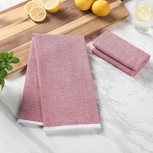 Better Homes Gardens Red Cotton Polyester Woven Oversized Kitchen Towels 2 Pack - Picture 2 of 5